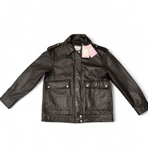 Avec Les Filles Dark Brown Leather Utility Jacket